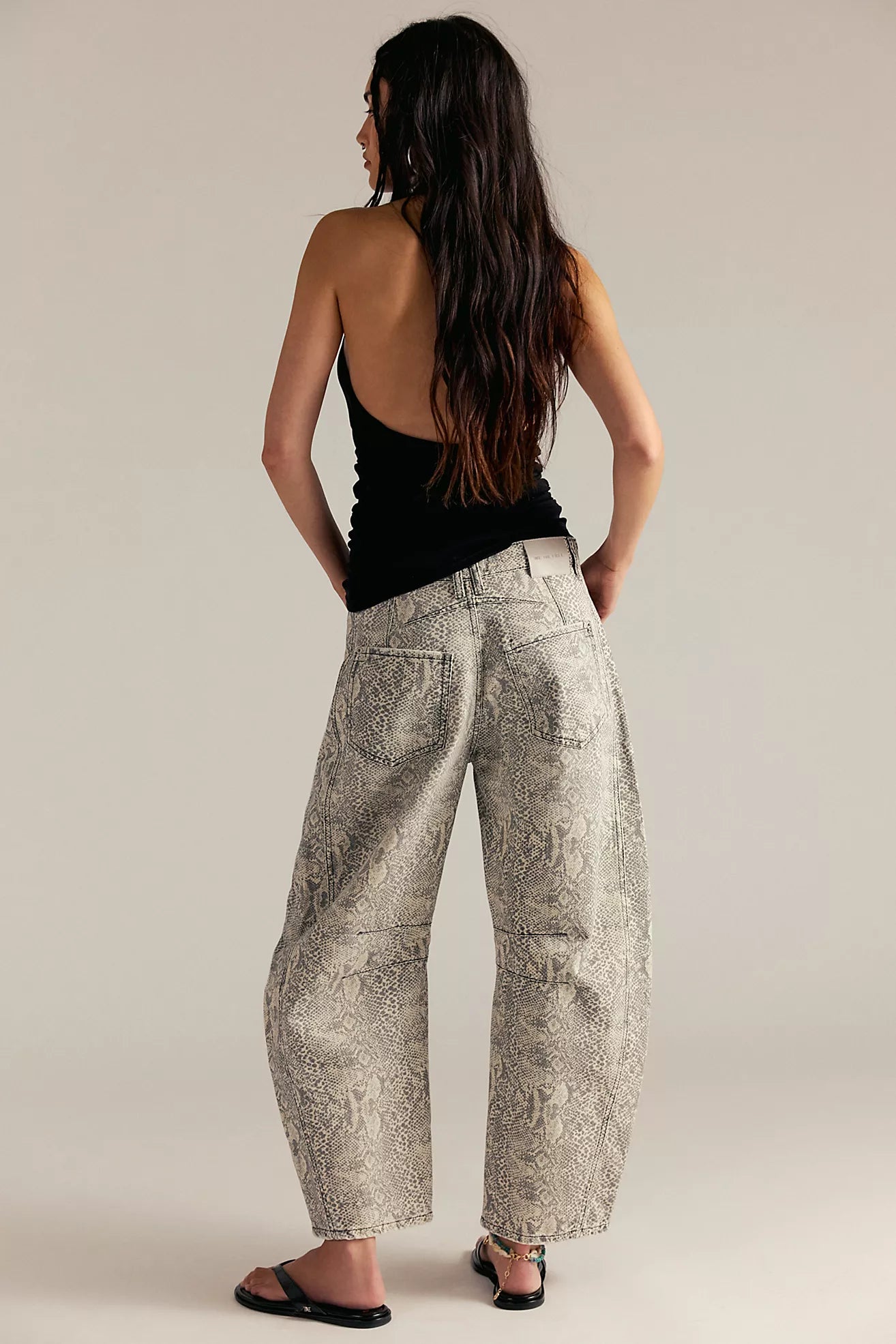 Free People Good Luck Barrel Jeans Snake Combo