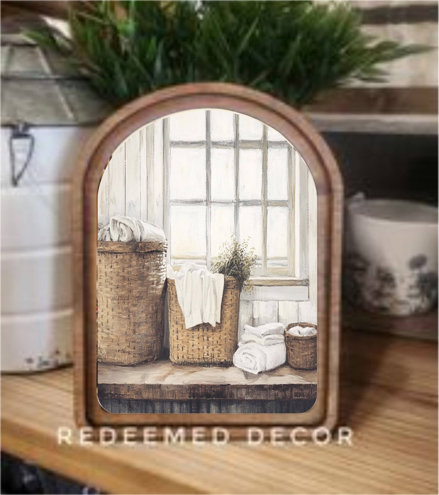 Arch Top Laundry Baskets Framed Art : 6x8"