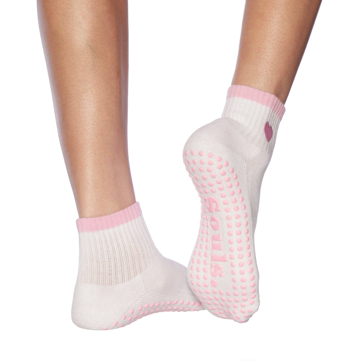 Souls. Pink Heart Grip Socks