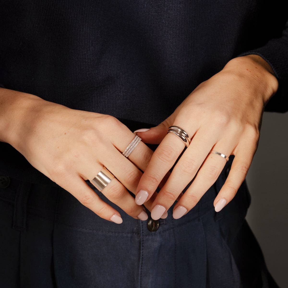 Made By Mary Mini Gloss Ring Silver