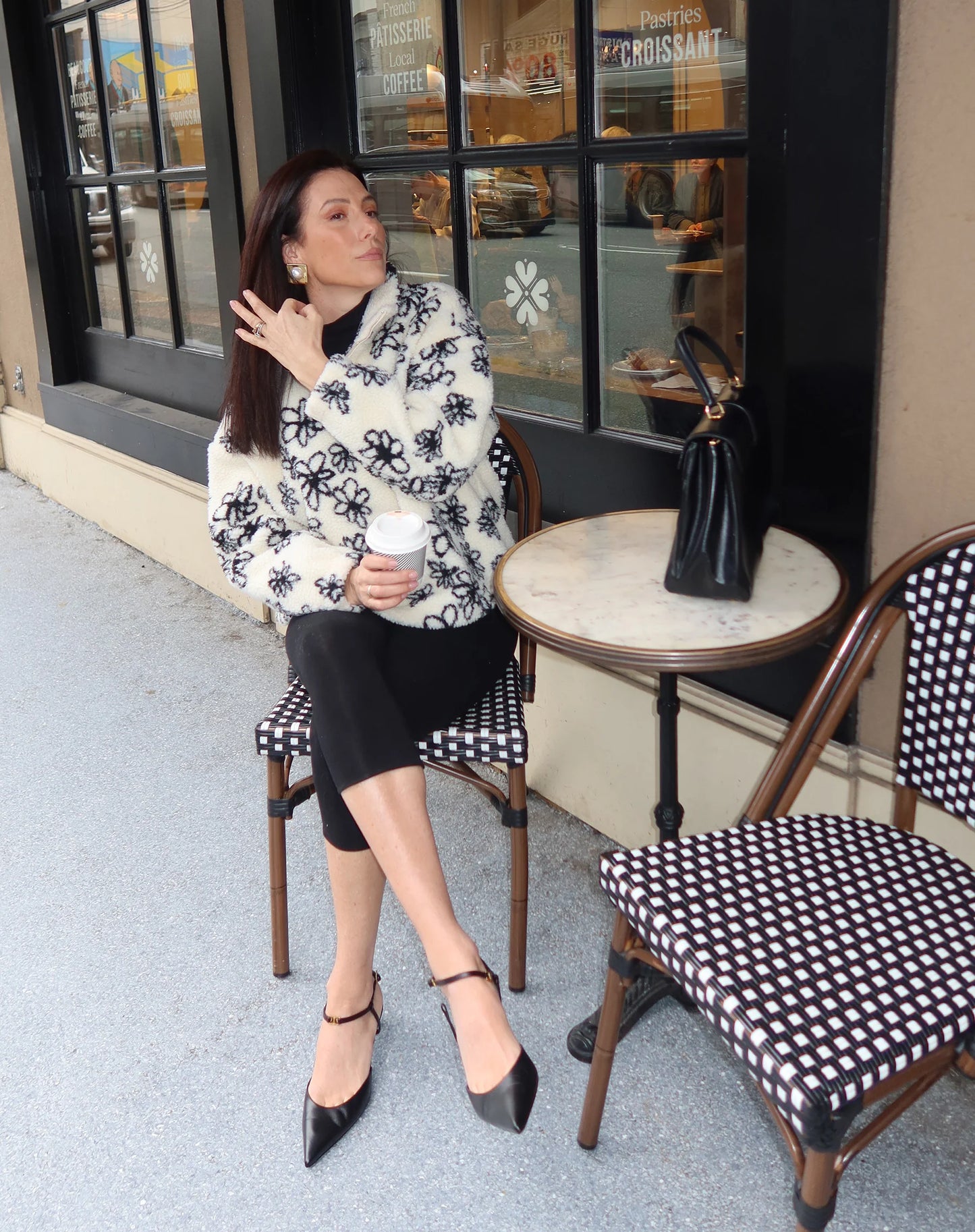 Brunette The Label Half Zip Floral Sherpa Jacket