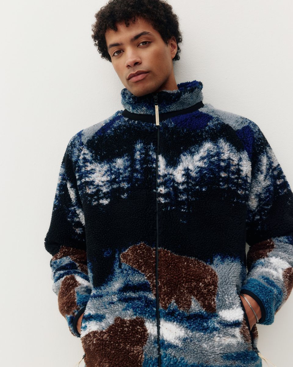 Kuwalla Bears In The Wild Printed Sherpa Jacket