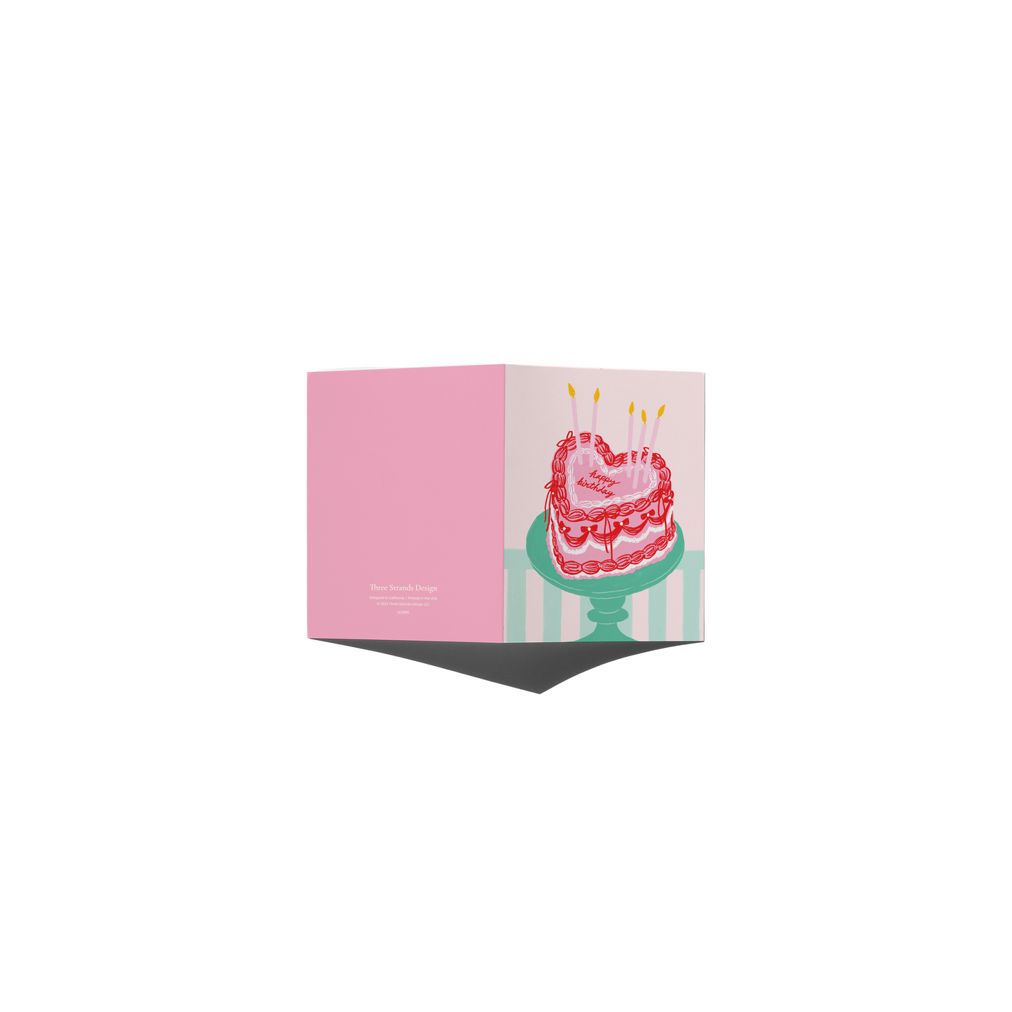 Happy Birthday Heart Cake Greeting Card