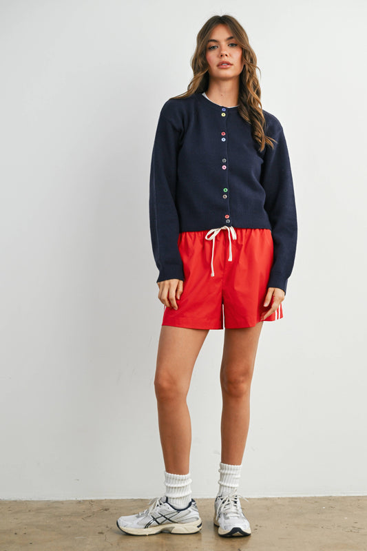 Long Sleeve Buttoned Cropped Cardigan