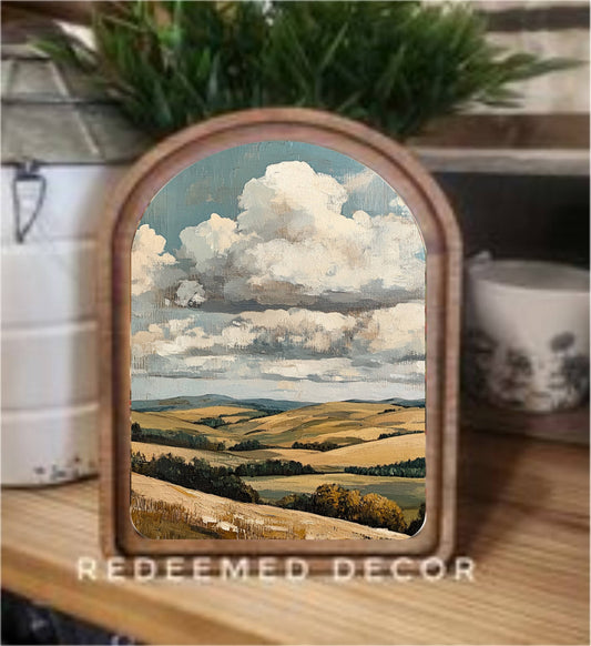 Arch Top Golden Hills Framed Art  : 6x8"