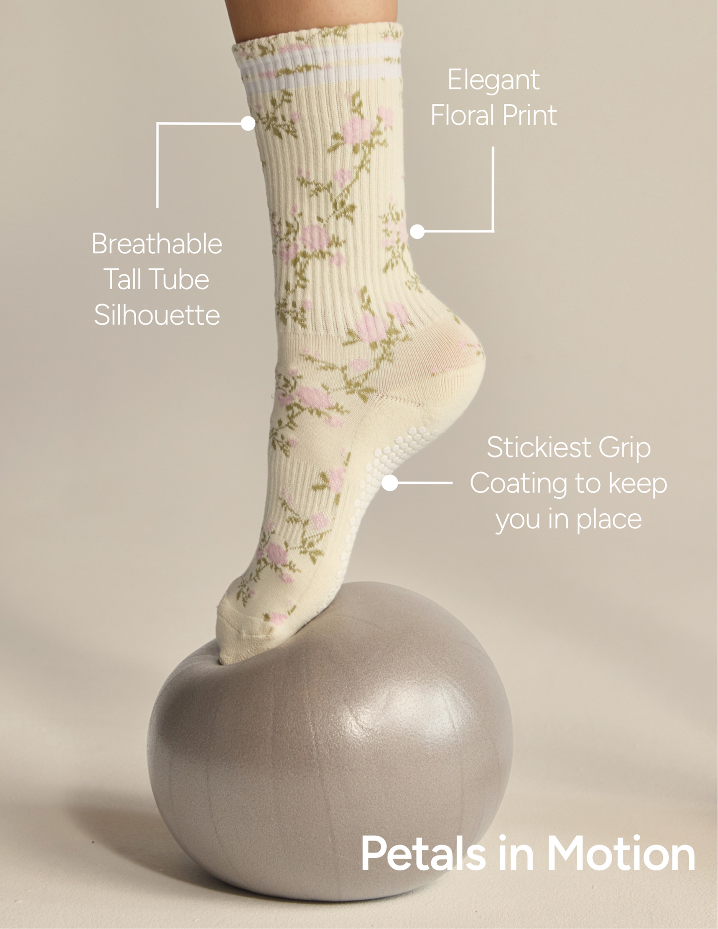 The Floral Grip Sock: Blue Roses
