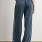 Side Stripe Wide Leg Denim Pants