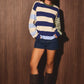 Round Neck Long Sleeve Stripe Sweater Top