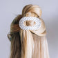 Flat Round | White Polka Dot Party | Medium Hair Clip