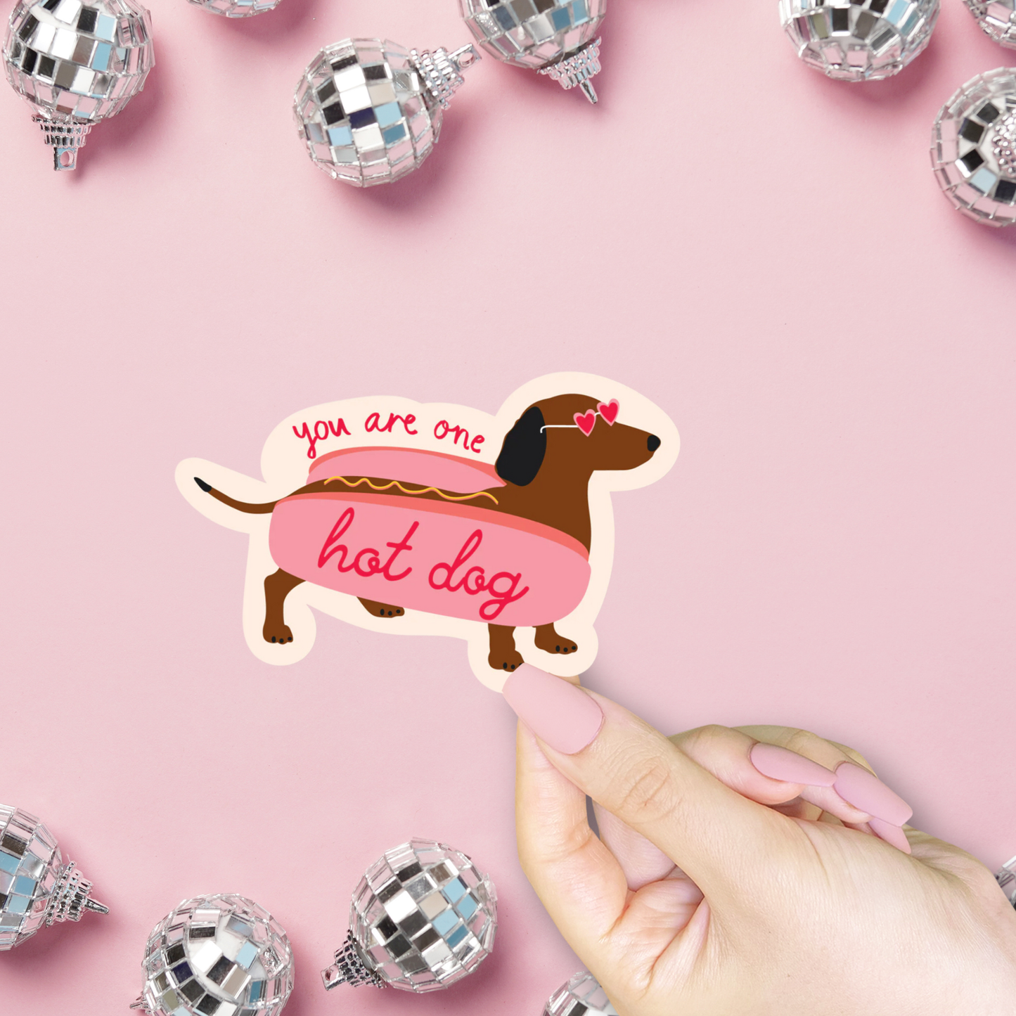 You are One Hot Dog Sticker, Valentine's Day, Trendy Cute