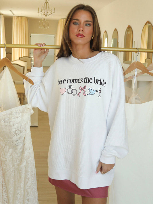 Friday + Saturday Here Comes The Bride Corded Sweatshirt