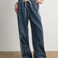 Side Stripe Wide Leg Denim Pants