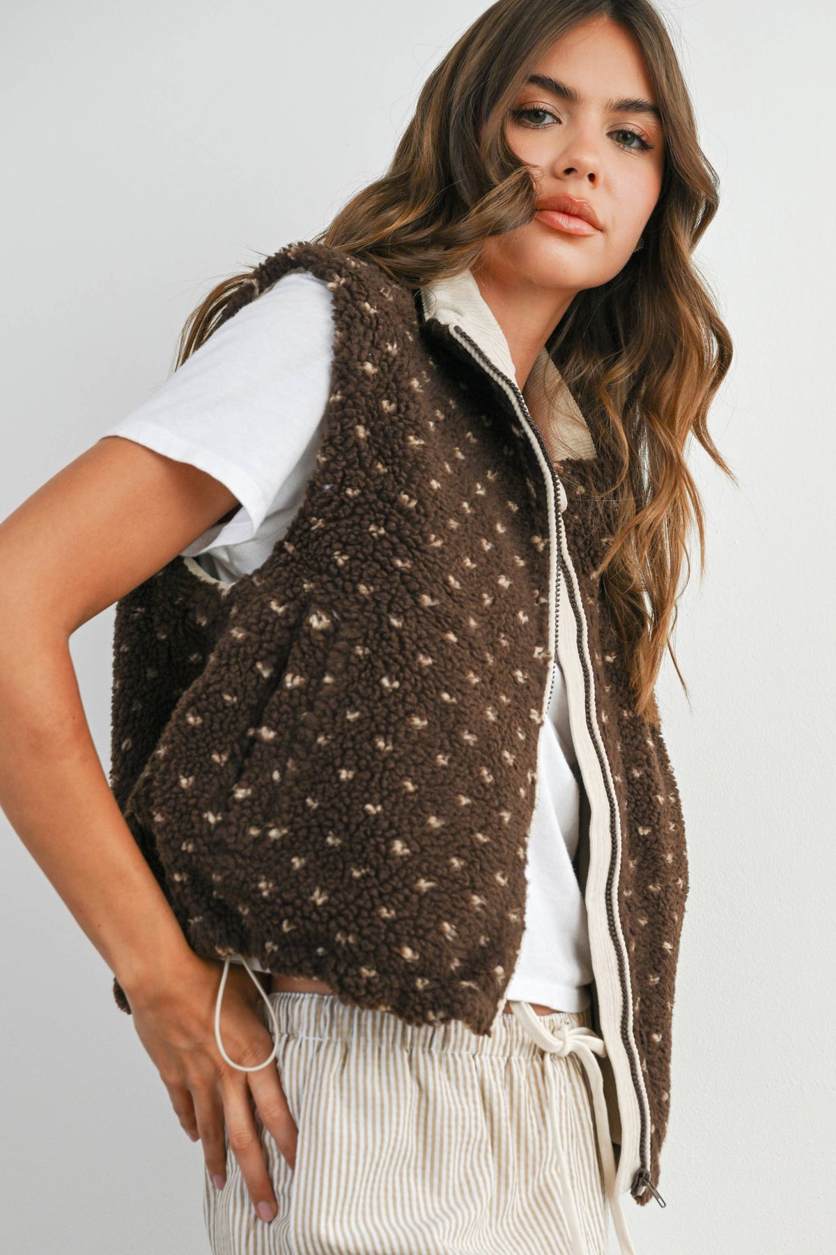Floral Fleece Sleeveless Vest