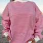Dark Pink and White Big Striped Mockneck Sweatshirt