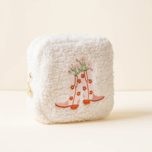 Teddy Pouch Square- Cowboy Boots