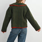 Buttoned Fleece Puffer Jacket