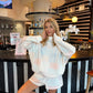 Blue Quilted Pastel Mockneck Sweatshirt