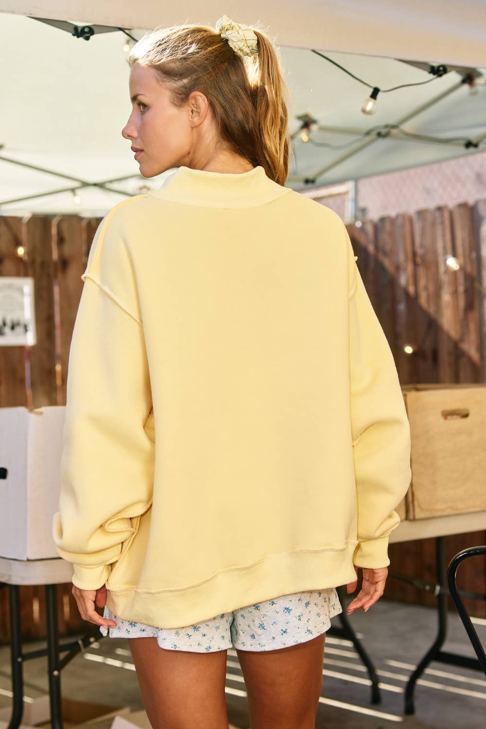 Yellow Dilly Dally Mockneck Sweatshirt