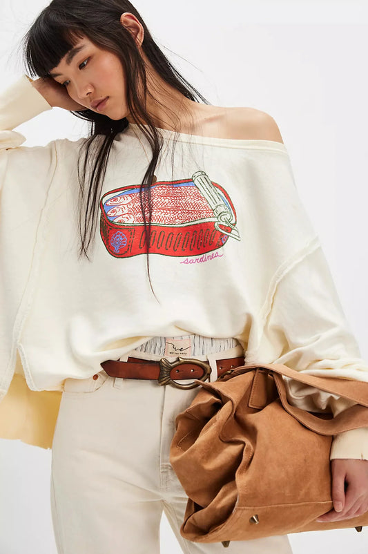 Free People Graphic Camden Pullover Sardine