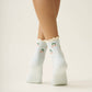 Cherry Ruffle Grip Sock [Baby Blue], Pilates Socks