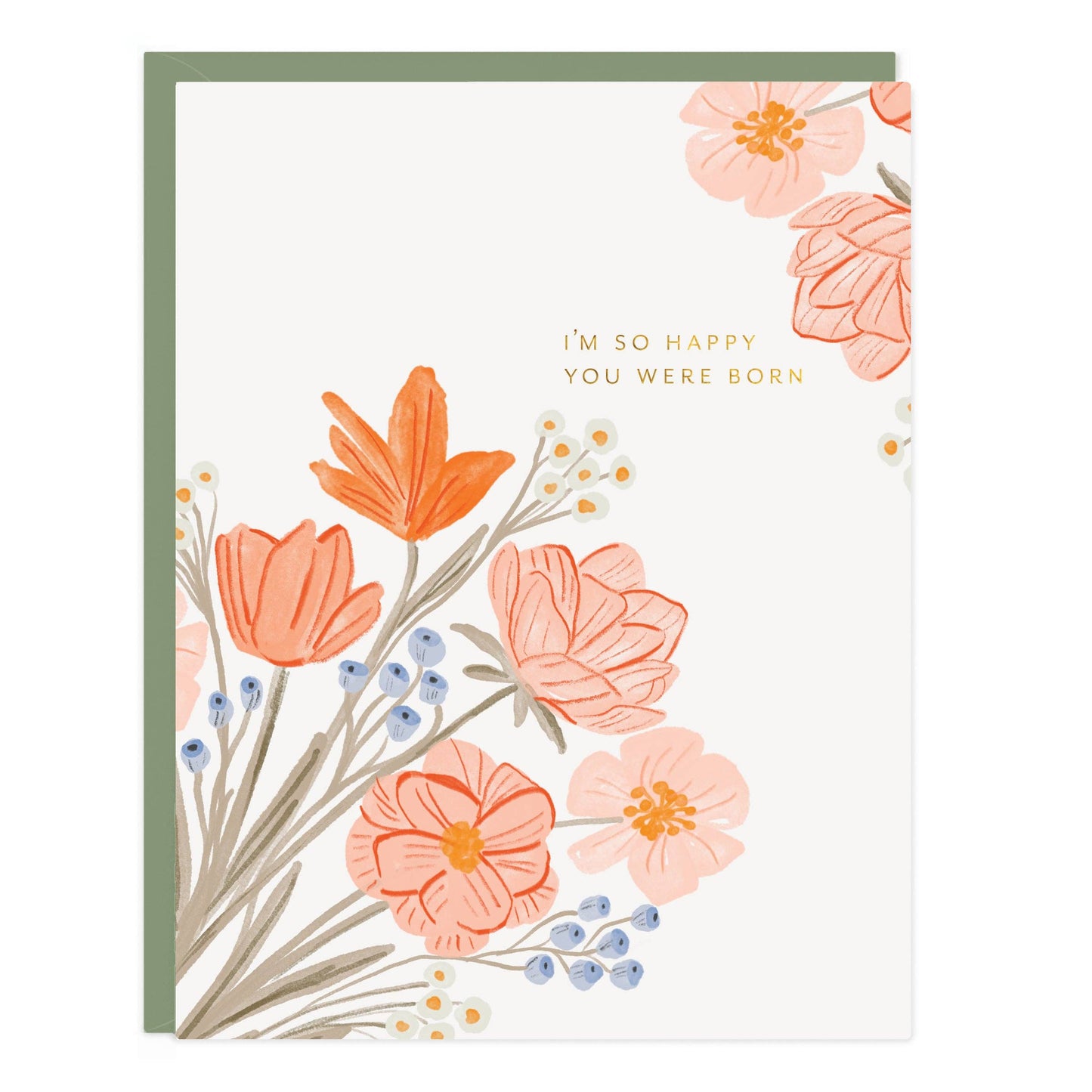 Born Flowers Birthday Greeting Card