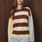Round Neck Long Sleeve Stripe Sweater Top