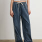Side Stripe Wide Leg Denim Pants