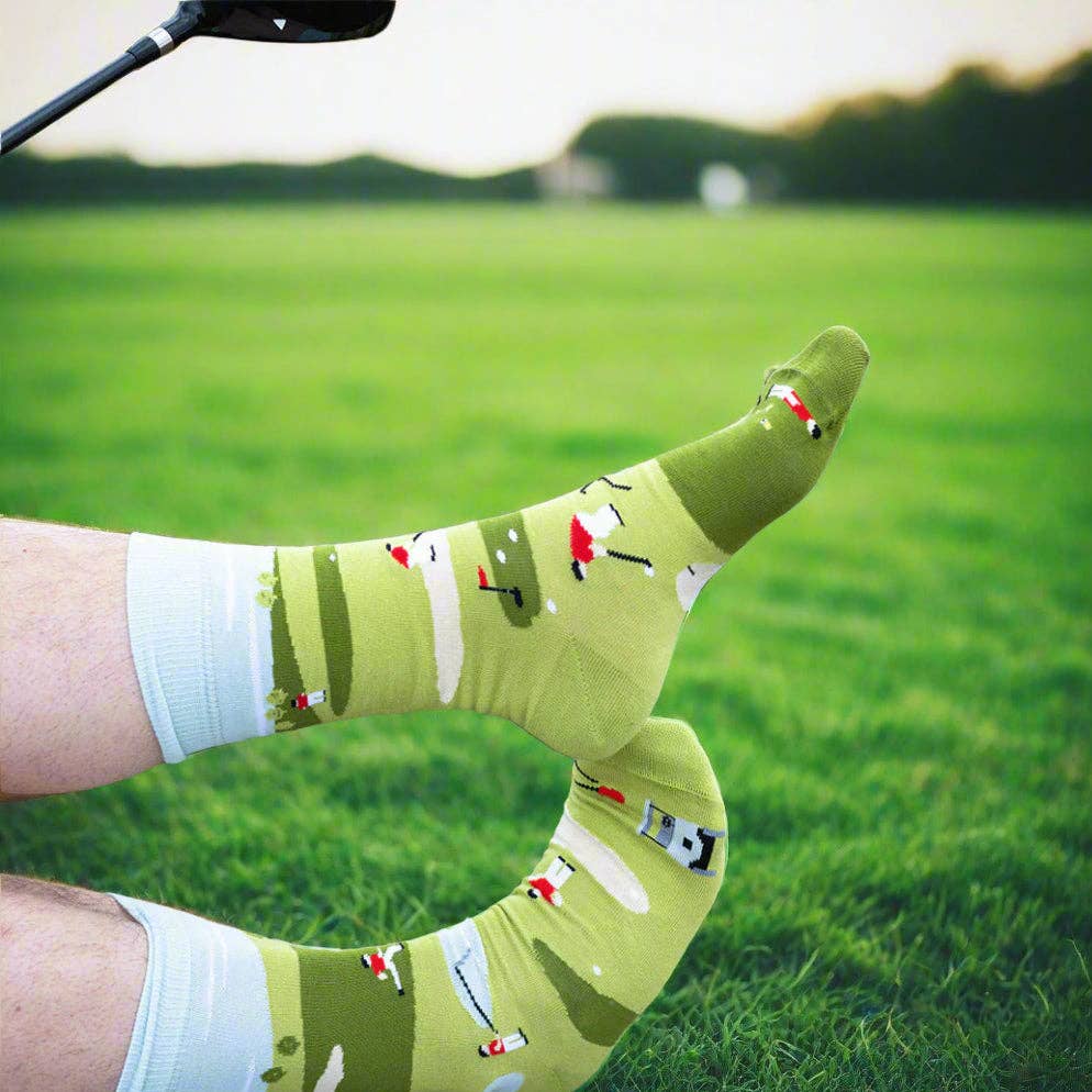 Men's Funny Golf Scene Mid-Calf Socks