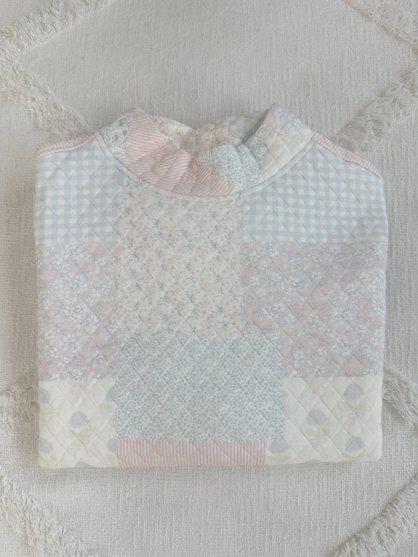 Blue Quilted Pastel Mockneck Sweatshirt