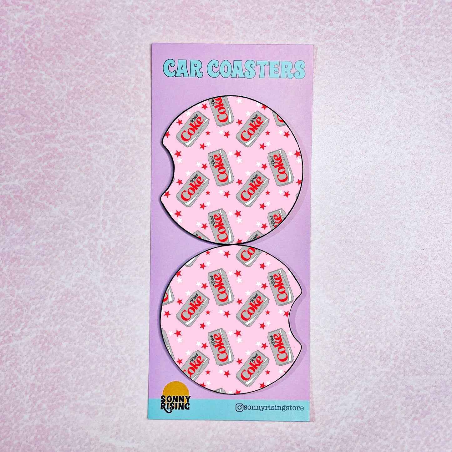 2 Car Coasters, Diet Coke Lover on Pink
