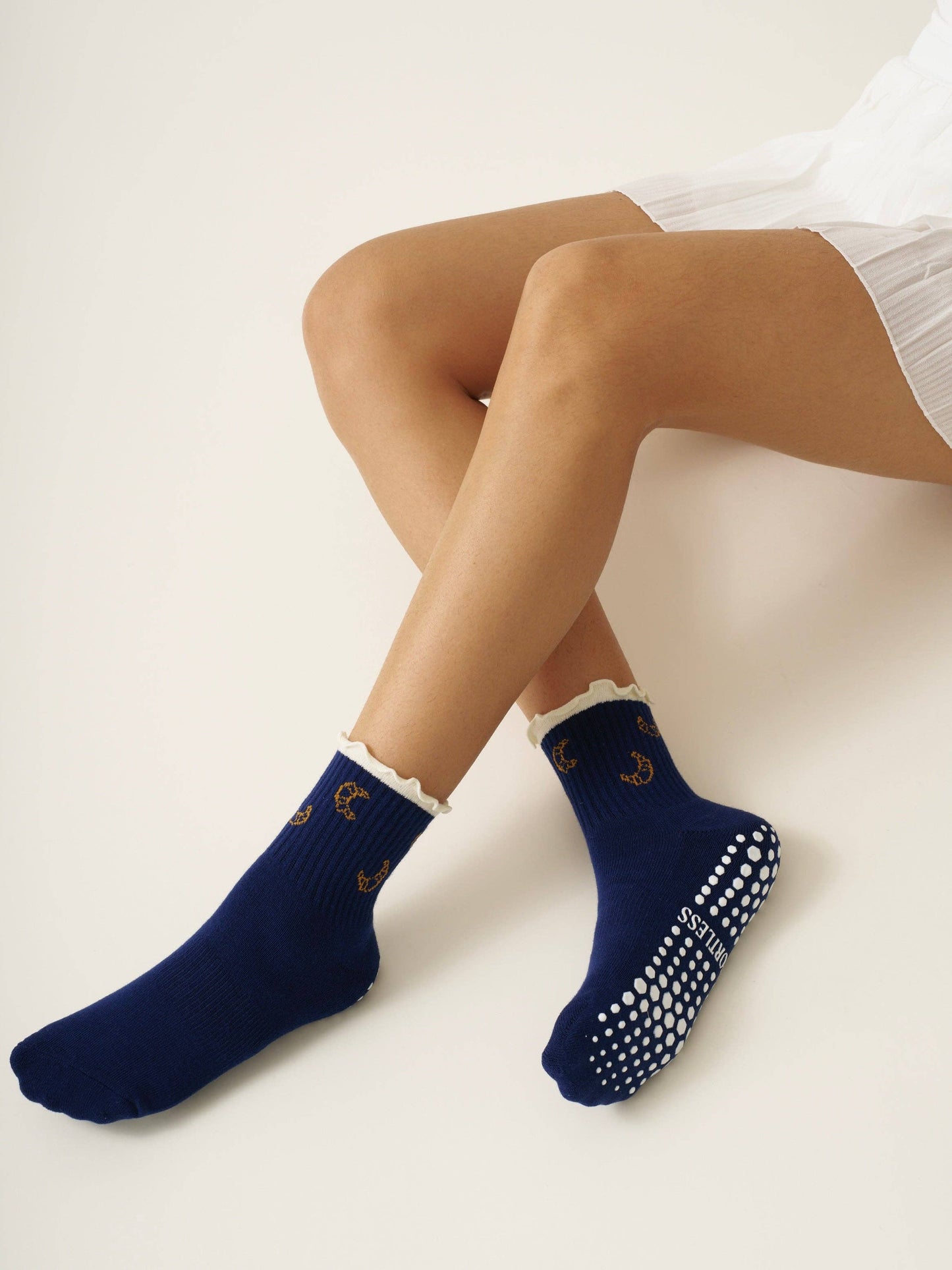 Croissant Ruffle Grip Sock, Pilates Socks