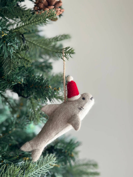 Felt Shark with Christmas Hat