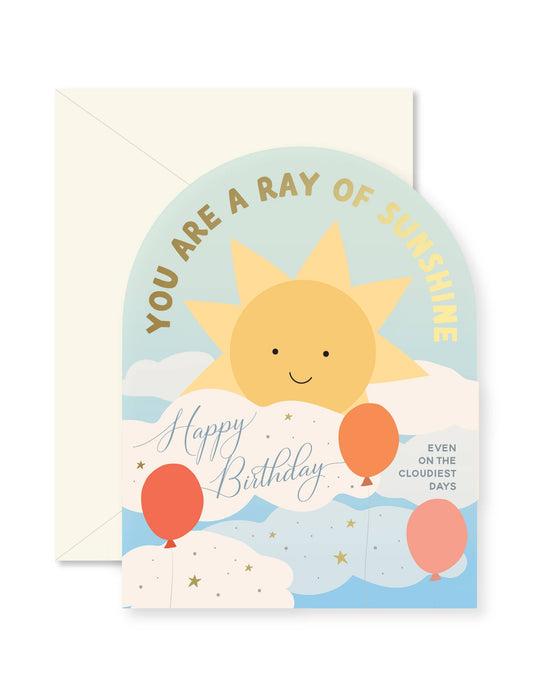 Ray of Sunshine and Clouds Birthday Arch Greeting Card