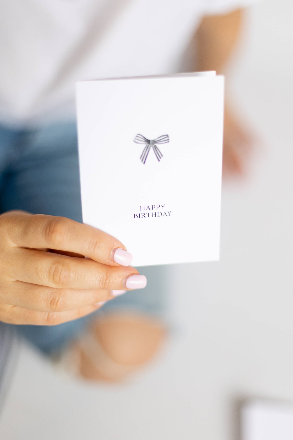 Birthday Bow | Illustrated Watercolour Birthday Card: Single Card