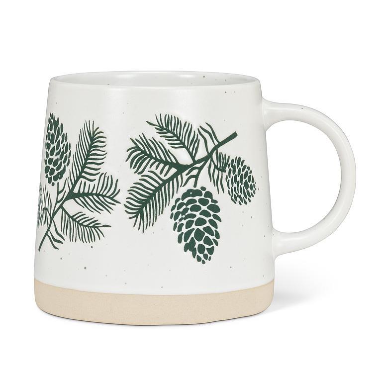 Wide Base Mug With Pinecones