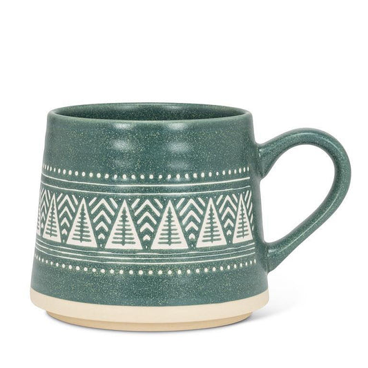 Wide Base Mug With Christmas Trees