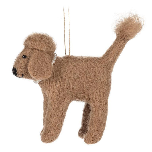 Brown Poodle With Pearls Ornament