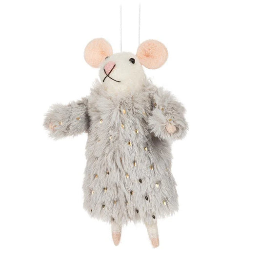 Mouse in Fancy Grey Coat Ornament