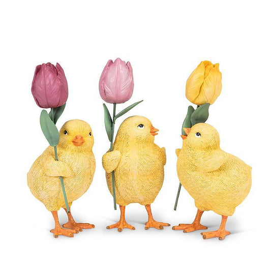 Standing Chick With Tulip
