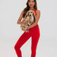 Dachshund Embroidered Pilates Socks Red Paw Grips