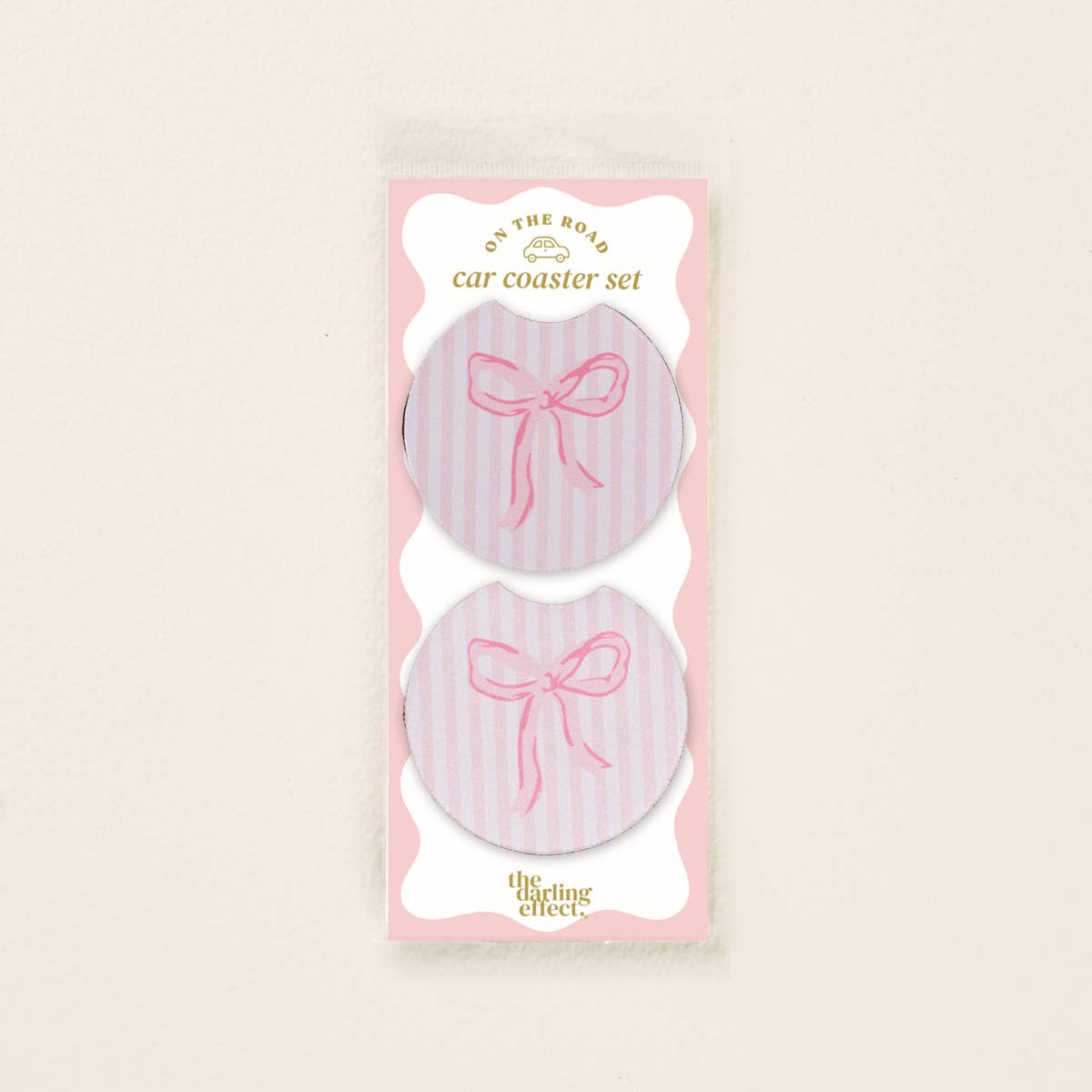 On the Road Car Coaster Set–Bow Pink