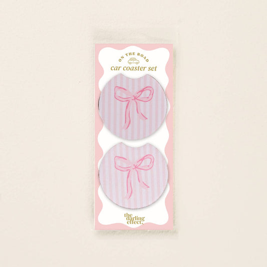 On the Road Car Coaster Set–Bow Pink