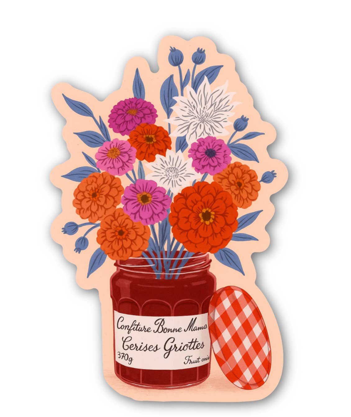 Bonne Maman Jar with Flowers Sticker