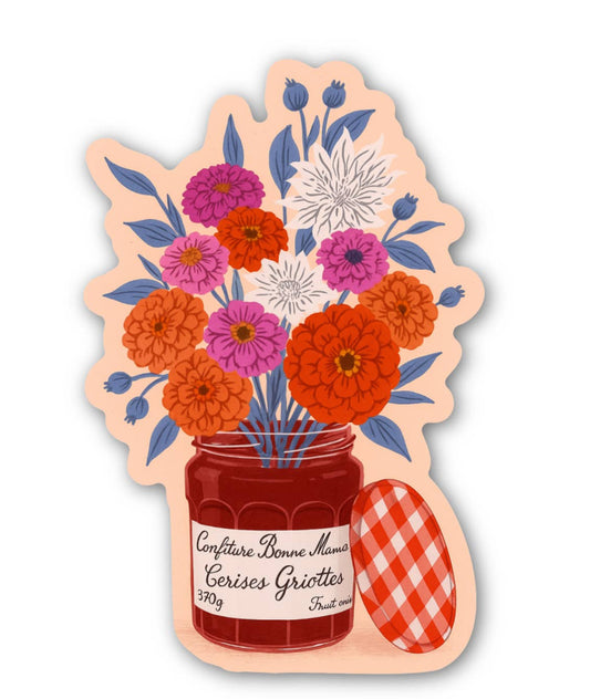 Bonne Maman Jar with Flowers Sticker