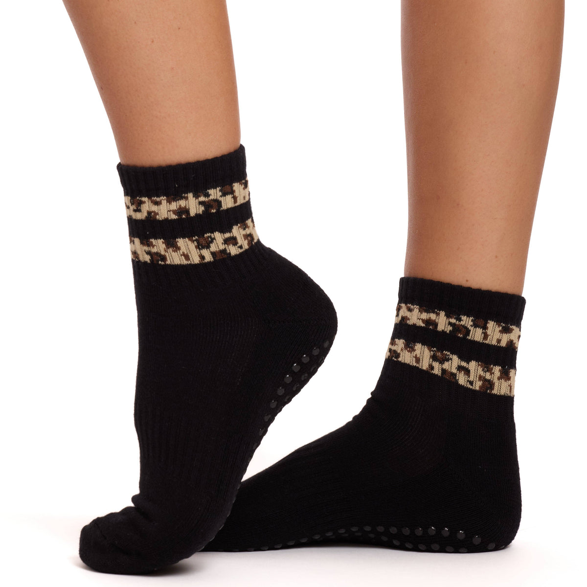 Souls. Black Cheetah Grip Socks