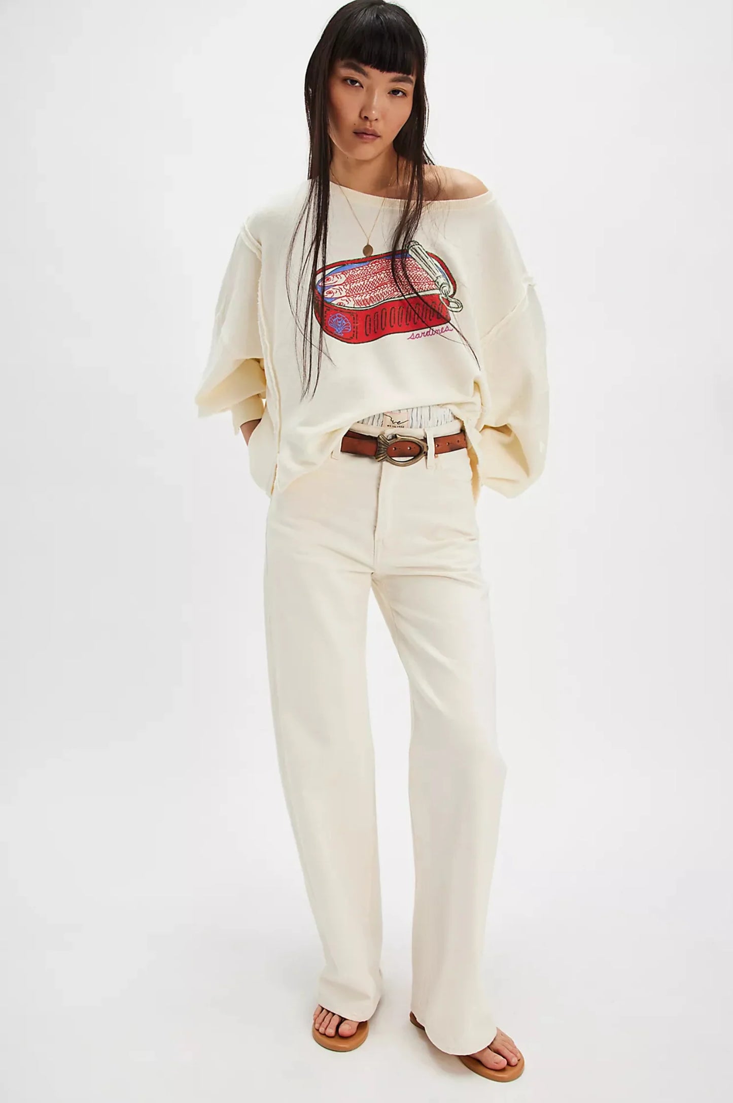 Free People Graphic Camden Pullover Sardine