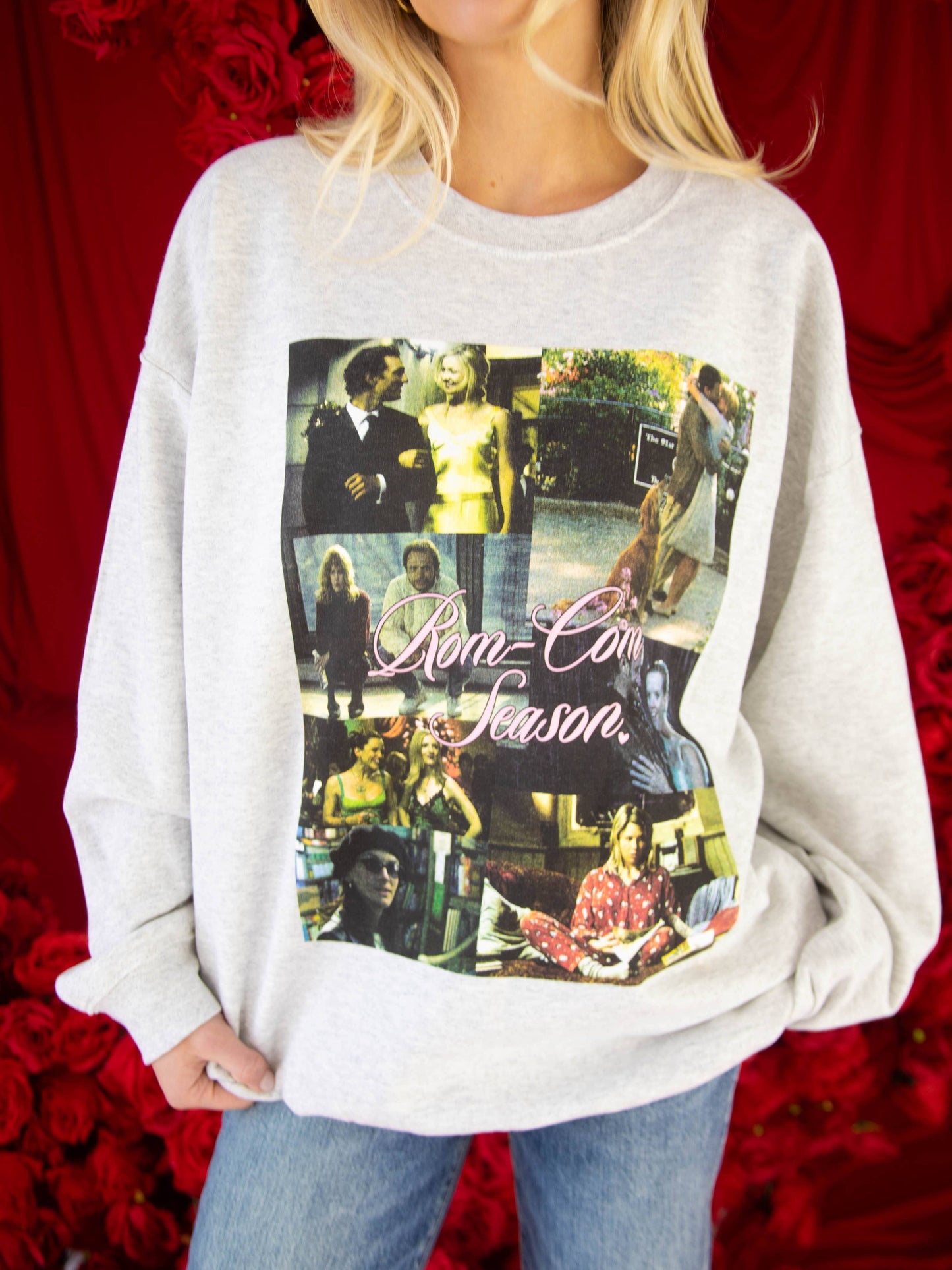 Friday + Saturday Rom Com Season Collage Sweatshirt