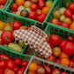 BROWN GINGHAM TOMATO CHARM CLAW: OVERSIZED