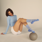 The Gingham Crew Grip Sock: Bluebell