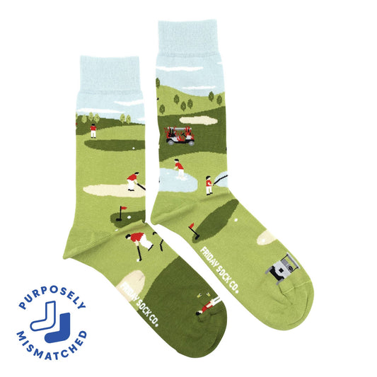 Men's Funny Golf Scene Mid-Calf Socks